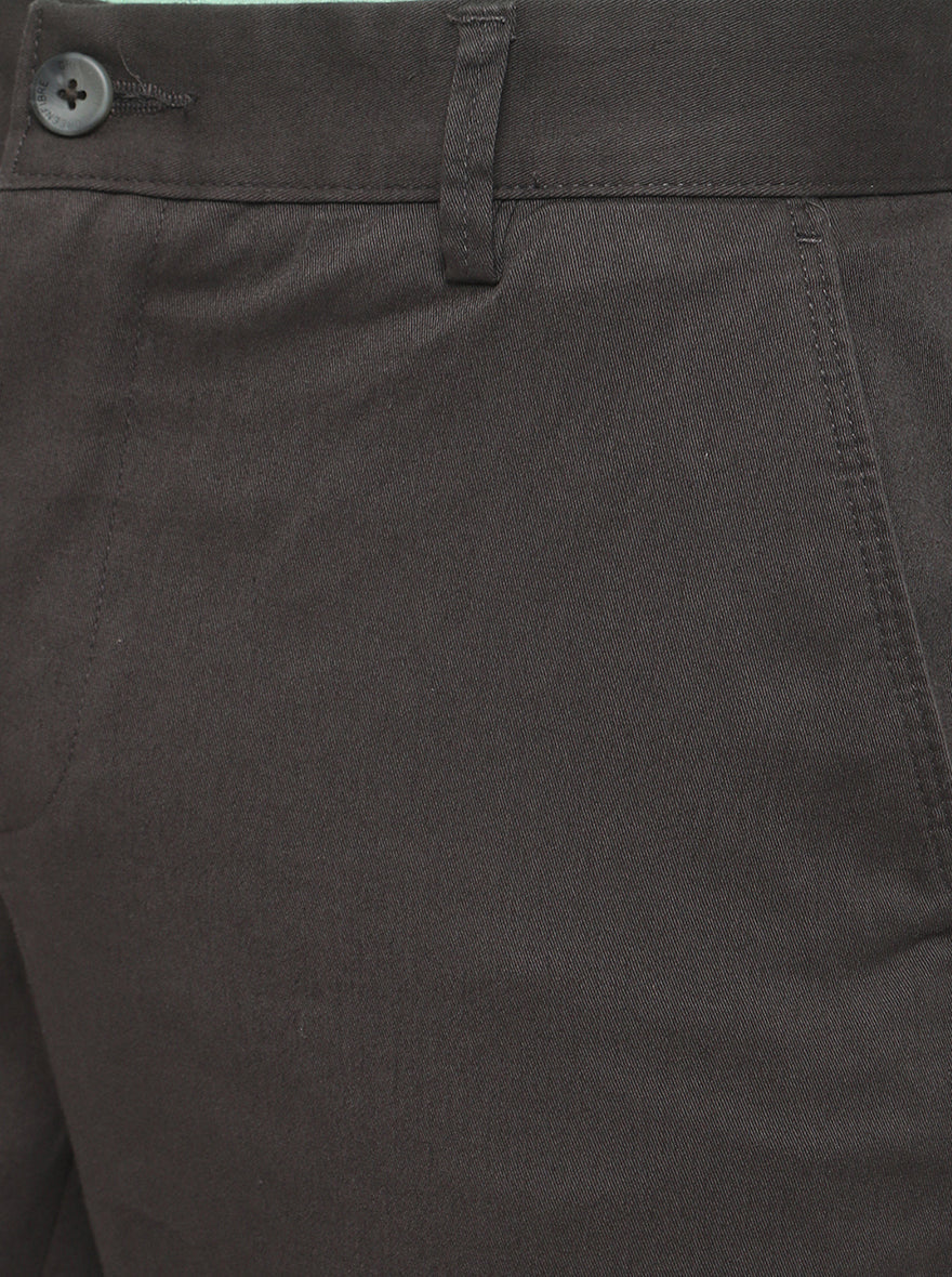 Olive Brown Solid Super Slim Fit Casual Trouser | Greenfibre