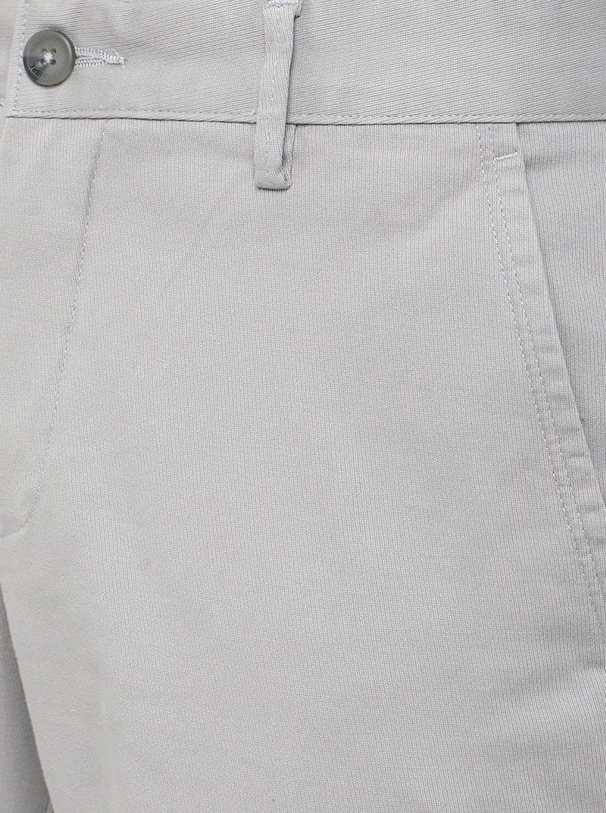 Light Grey Solid Super Slim Fit Casual Trouser | Greenfibre