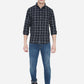 Jet Black Checked Slim Fit Semi Casual Shirt | Greenfibre