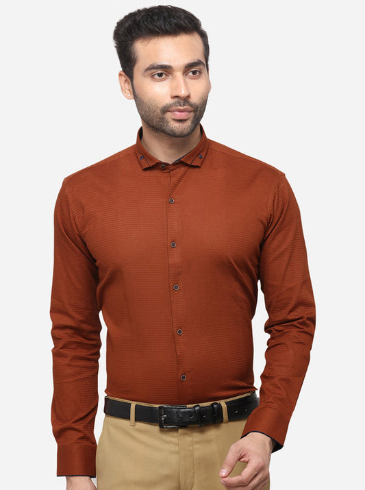 Brick Red Solid Slim Fit Party Wear Shirt | Greenfibre