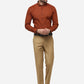 Brick Red Solid Slim Fit Party Wear Shirt | Greenfibre