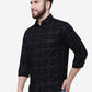 Navy Blue Checked Slim Fit Casual Shirt | Greenfibre