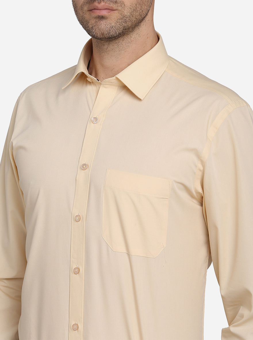 Peach Solid Regular Fit Formal Shirt | Greenfibre