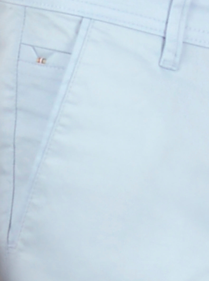 Light Blue Solid Slim Fit Casual Trouser | Greenfibre