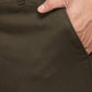 Olive Solid Slim Fit Casual Trouser | Greenfibre
