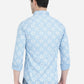 Light Blue Printed Slim Fit Semi Casual Shirt | Greenfibre