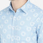 Light Blue Printed Slim Fit Semi Casual Shirt | Greenfibre