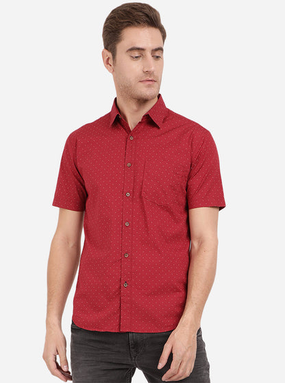 Tango Red Solid Slim Fit Semi Casual Shirt | Greenfibre