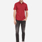 Tango Red Solid Slim Fit Semi Casual Shirt | Greenfibre