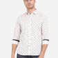 Bright White Printed Slim Fit Semi Casual Shirt | Greenfibre