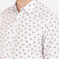 Bright White Printed Slim Fit Semi Casual Shirt | Greenfibre