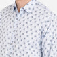 Powder Blue Printed Slim Fit Semi Casual Shirt | Greenfibre