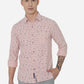 Light Pink Printed Slim Fit Semi Casual Shirt | Greenfibre