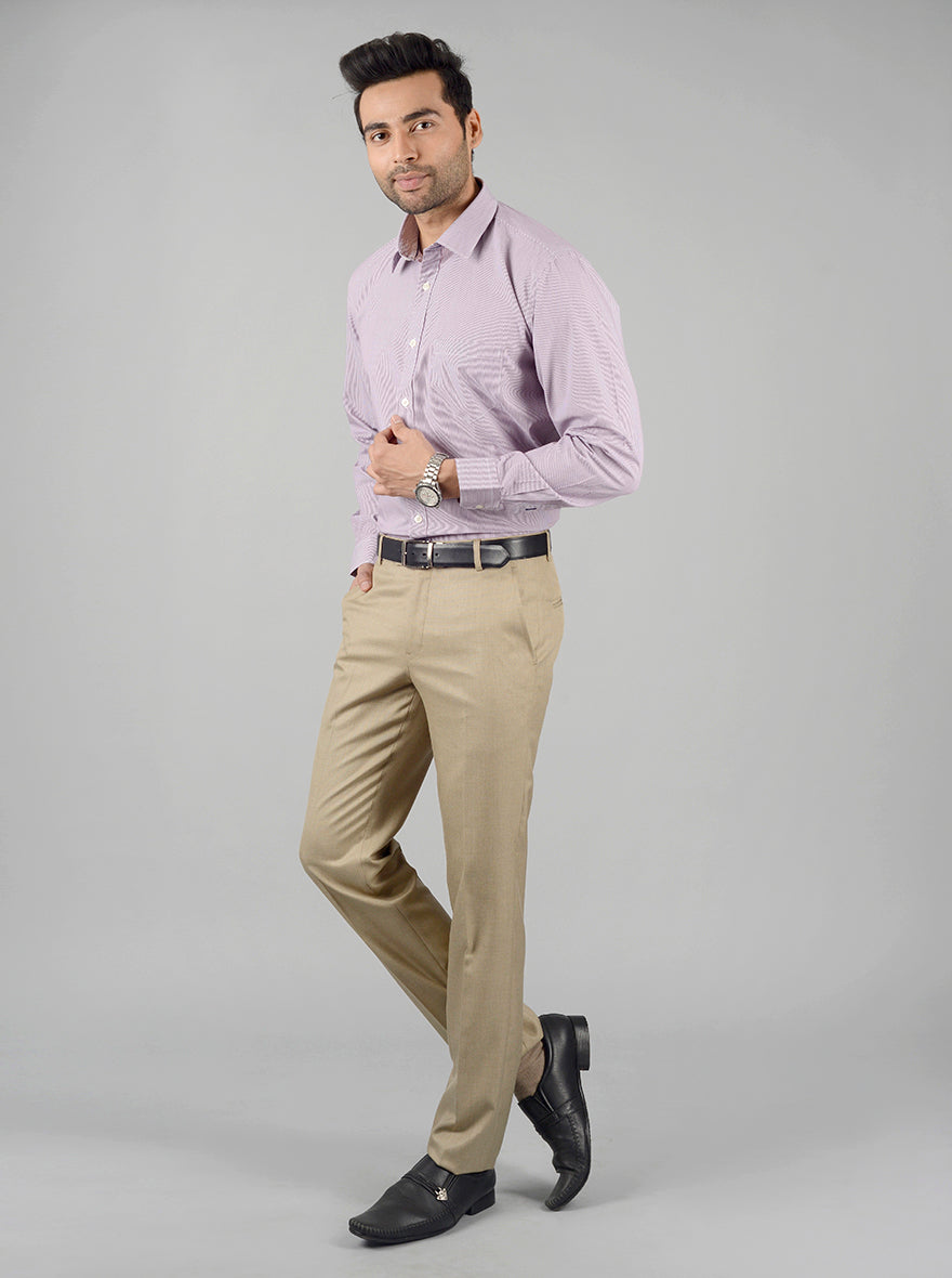 Purple Striped Slim Fit Casual Shirt | Greenfibre