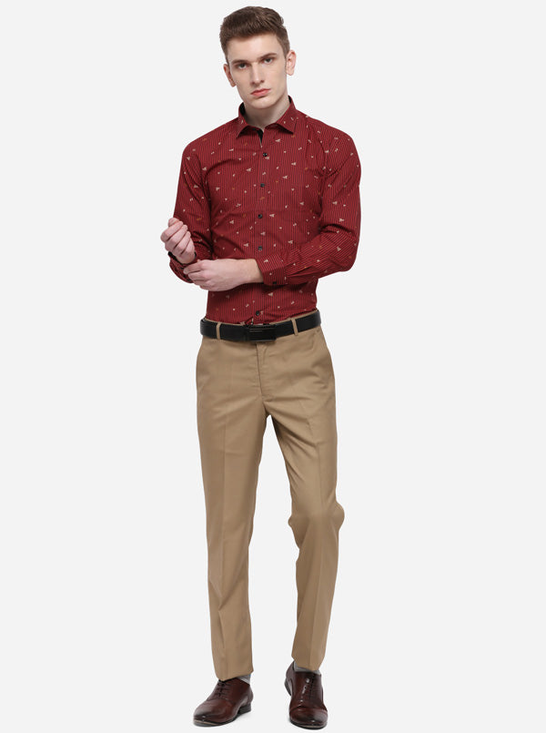 Red & Black Striped Slim Fit Party Wear Shirt | Greenfibre