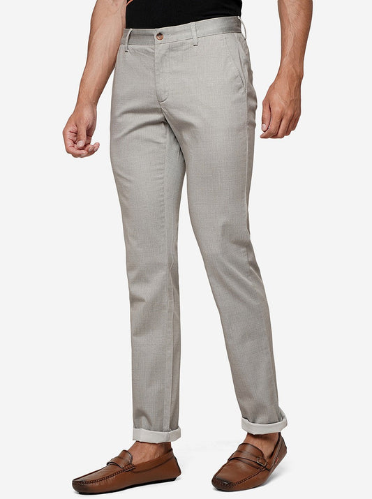 Light Grey Solid Super Slim Fit Casual Trouser | Greenfibre