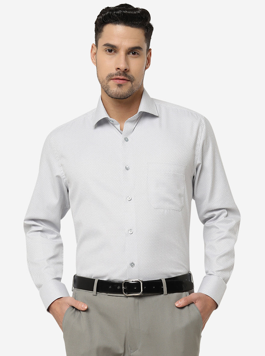 Grey Printed Regular Fit Formal Shirt | Greenfibre