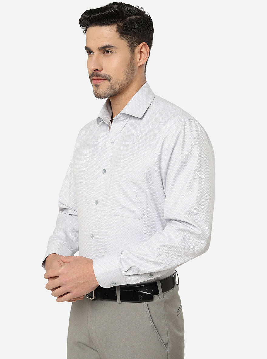Grey Printed Regular Fit Formal Shirt | Greenfibre