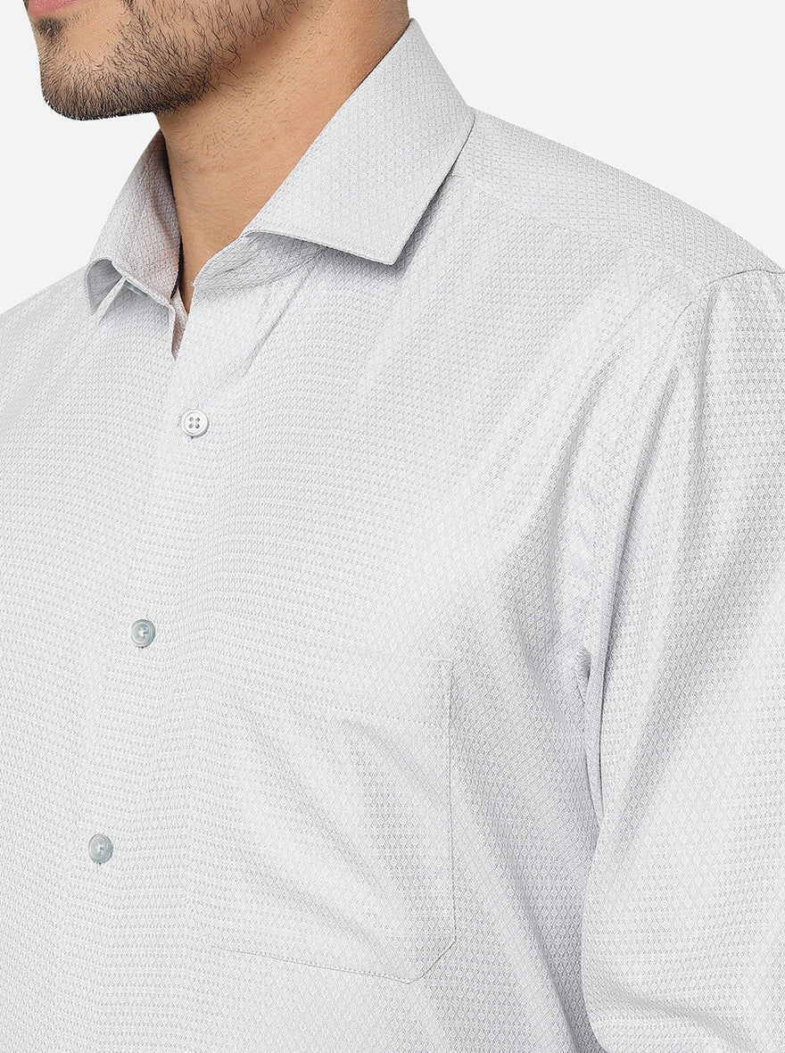 Grey Printed Regular Fit Formal Shirt | Greenfibre