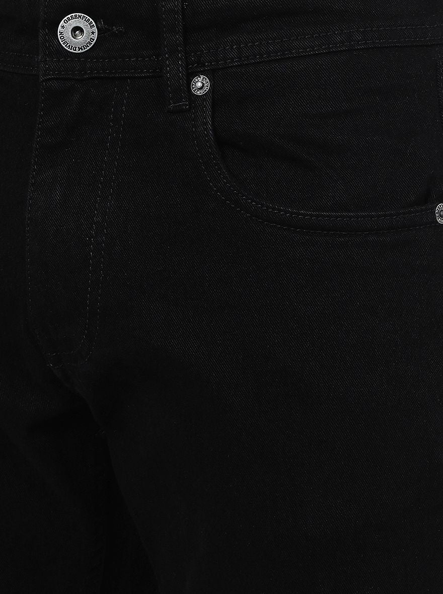 Jet Black Washed Narrow Fit Jeans | Greenfibre