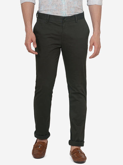 Brown Solid Super Slim Fit Casual Trouser | Greenfibre