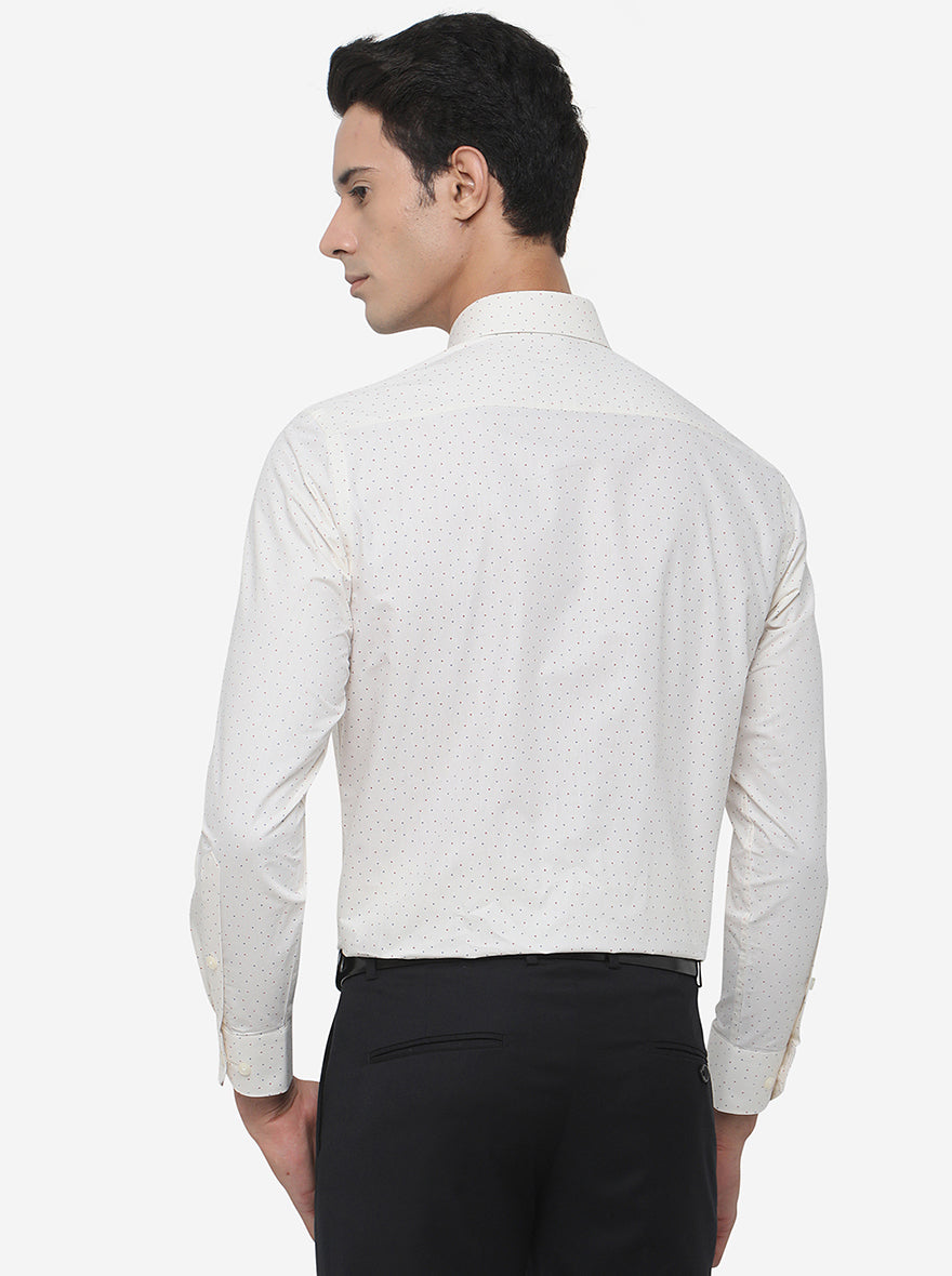 Cream Printed Regular Fit Formal Shirt | Greenfibre