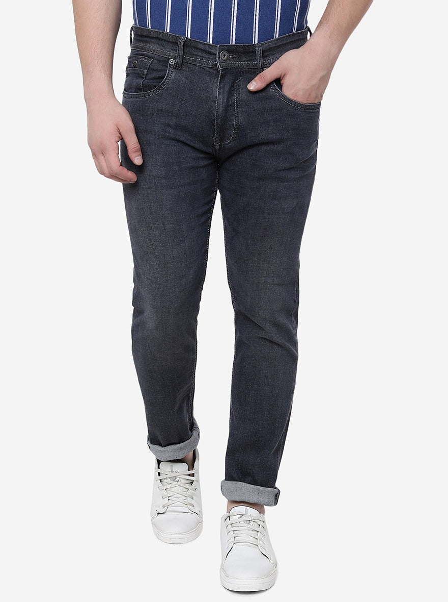 Grey Solid Straight Fit Jeans | Greenfibre