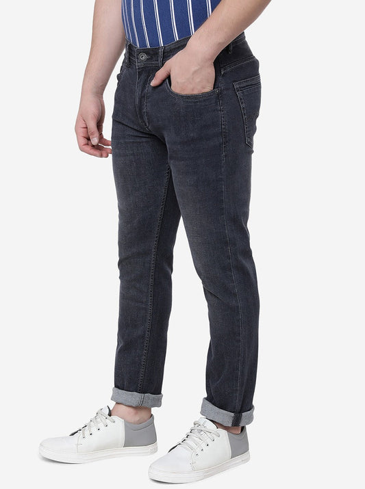 Grey Solid Straight Fit Jeans | Greenfibre