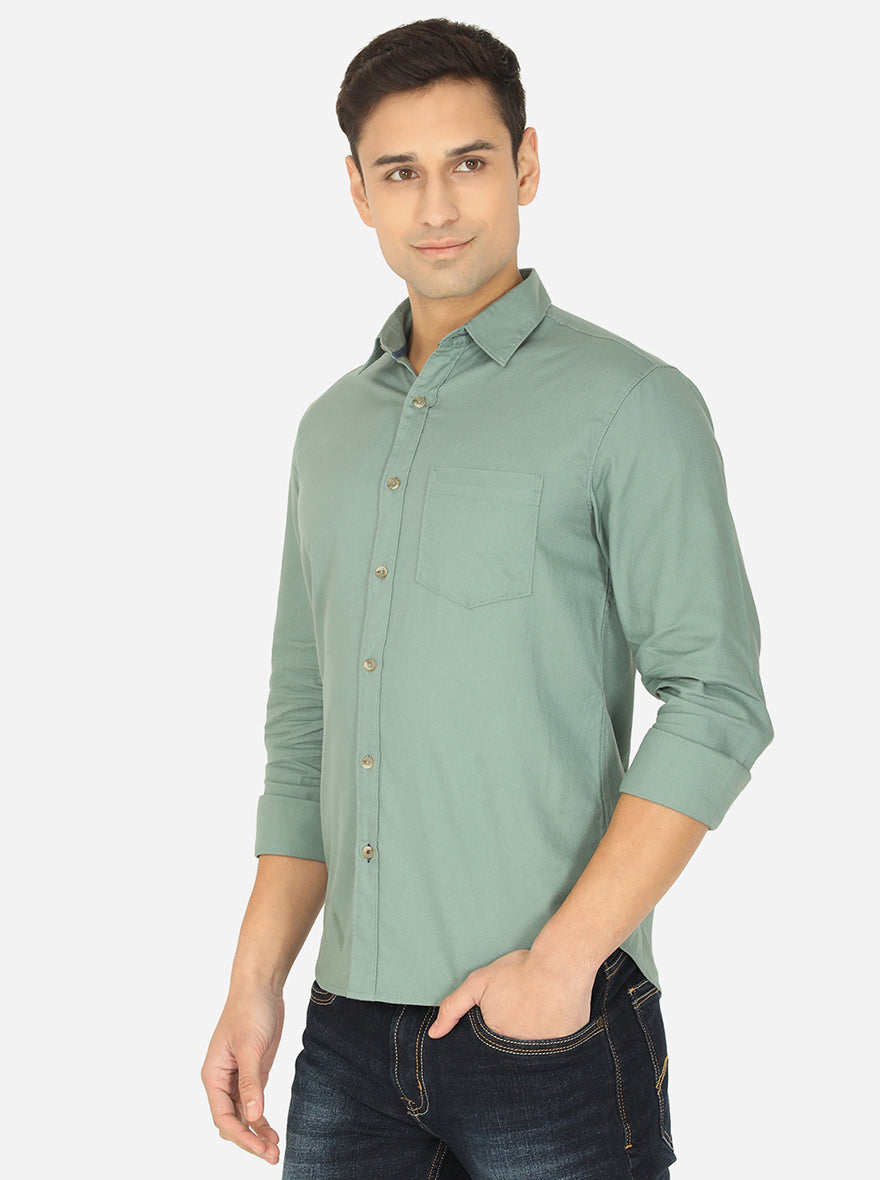 Berry Green Solid Slim Fit Semi Casual Shirt | Greenfibre