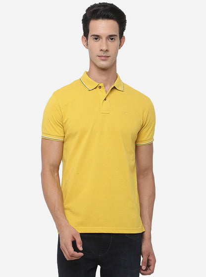 Chrome Yellow Solid Slim Fit Polo T-Shirt | Greenfibre