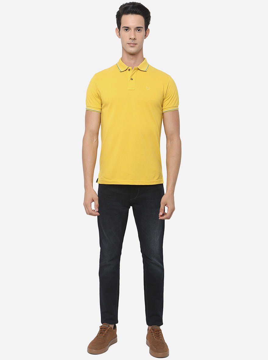 Chrome Yellow Solid Slim Fit Polo T-Shirt | Greenfibre