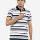 Black & White  Striped Slim Fit Polo T-Shirt | Greenfibre