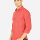 Spice Red Solid Slim Fit Semi Casual Shirt | Greenfibre