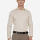 Cream & White Printed Slim Fit Formal Shirt | Greenfibre