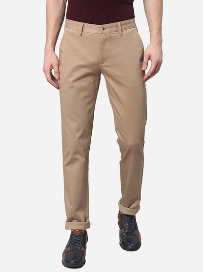 Khaki Solid Super Slim Fit Casual Trouser | Greenfibre