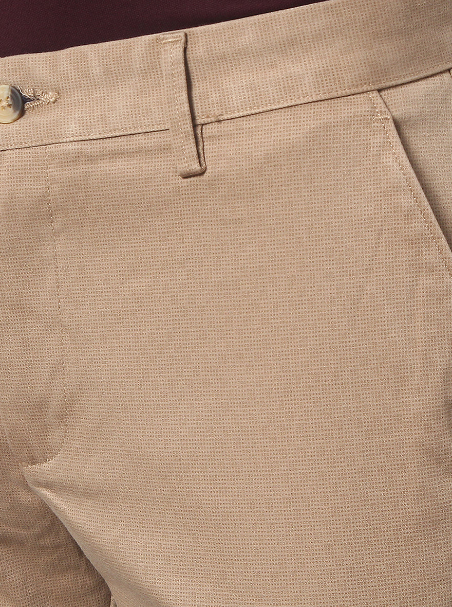 Khaki Solid Super Slim Fit Casual Trouser | Greenfibre