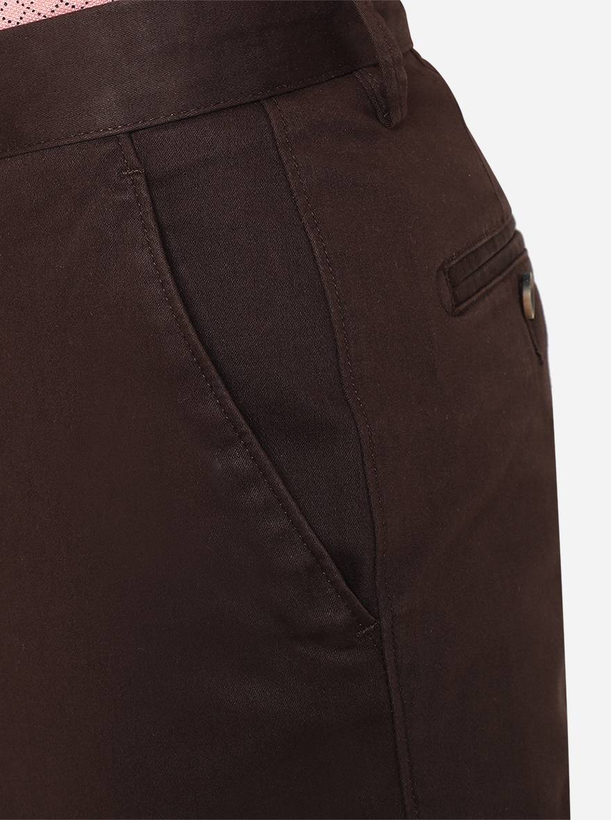 Coffee Brown Solid Super Slim Fit Casual Trouser | Greenfibre