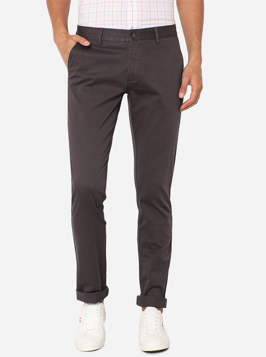 Dark Grey Solid Super Slim Fit Casual Trouser | Greenfibre