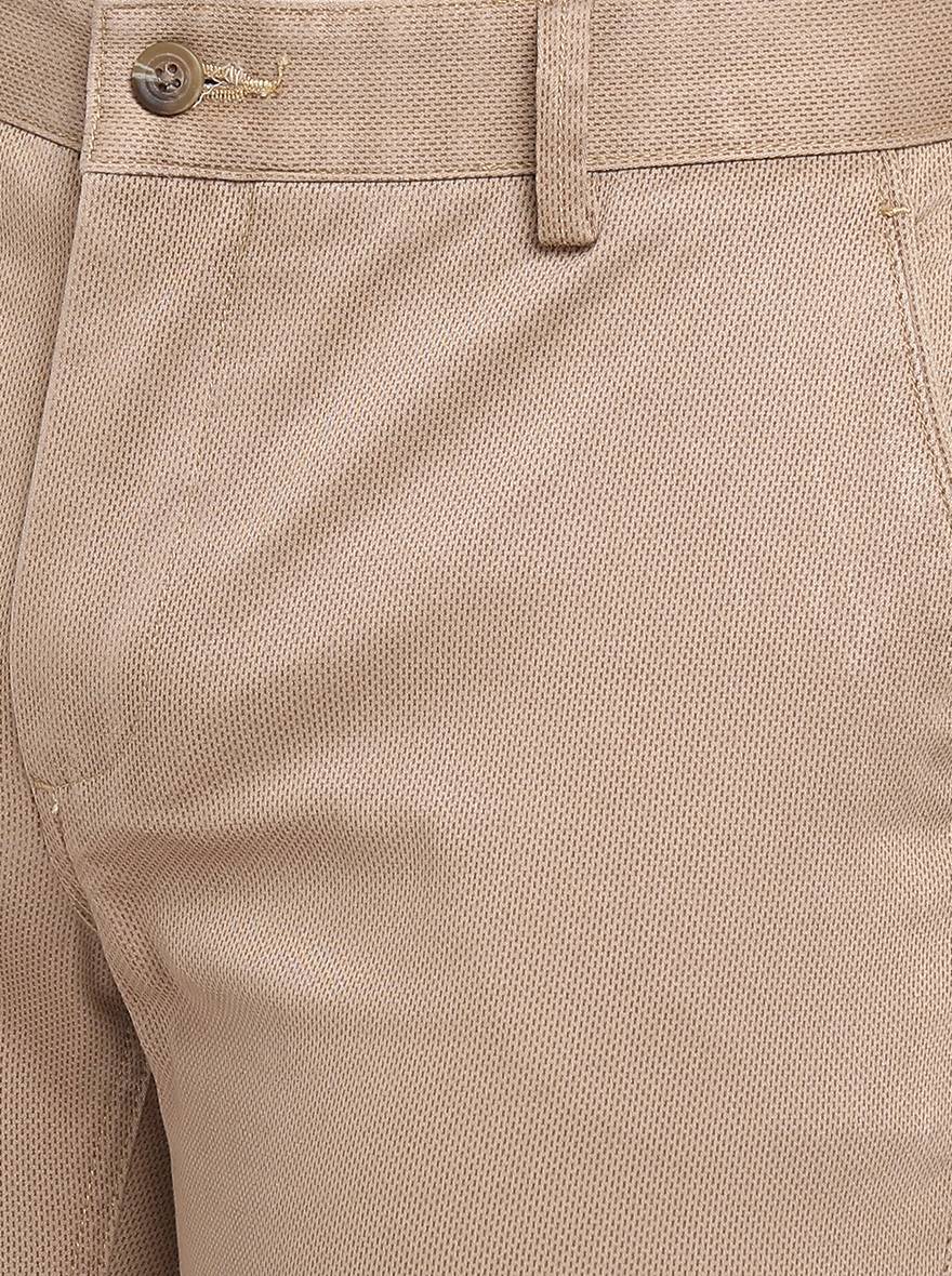 Khaki Solid Slim Fit Casual Trouser | Greenfibre
