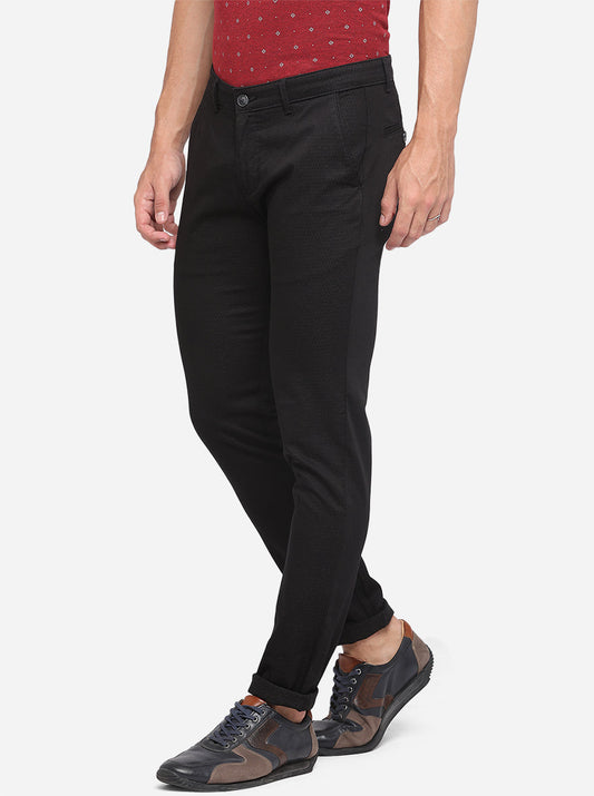 Black Solid Neo Fit Casual Trouser | Greenfibre