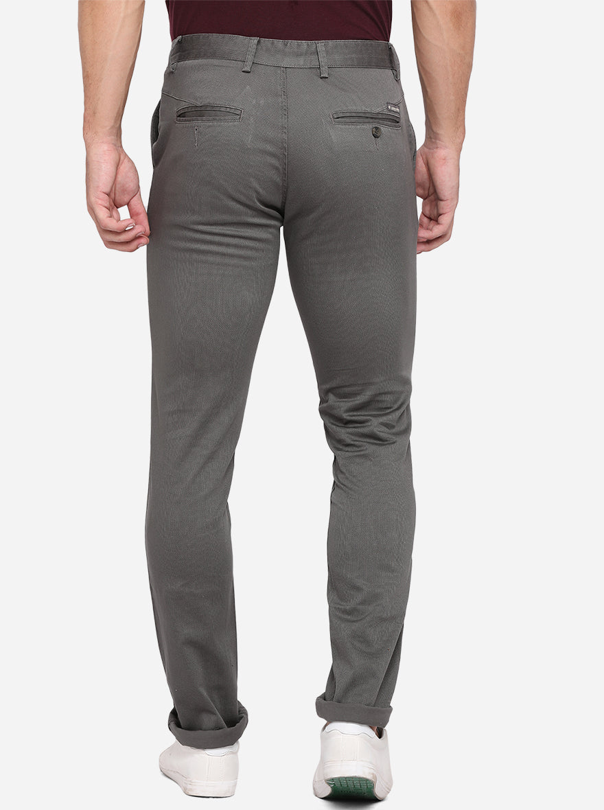 Grey Solid Slim Fit Casual Trouser | Greenfibre