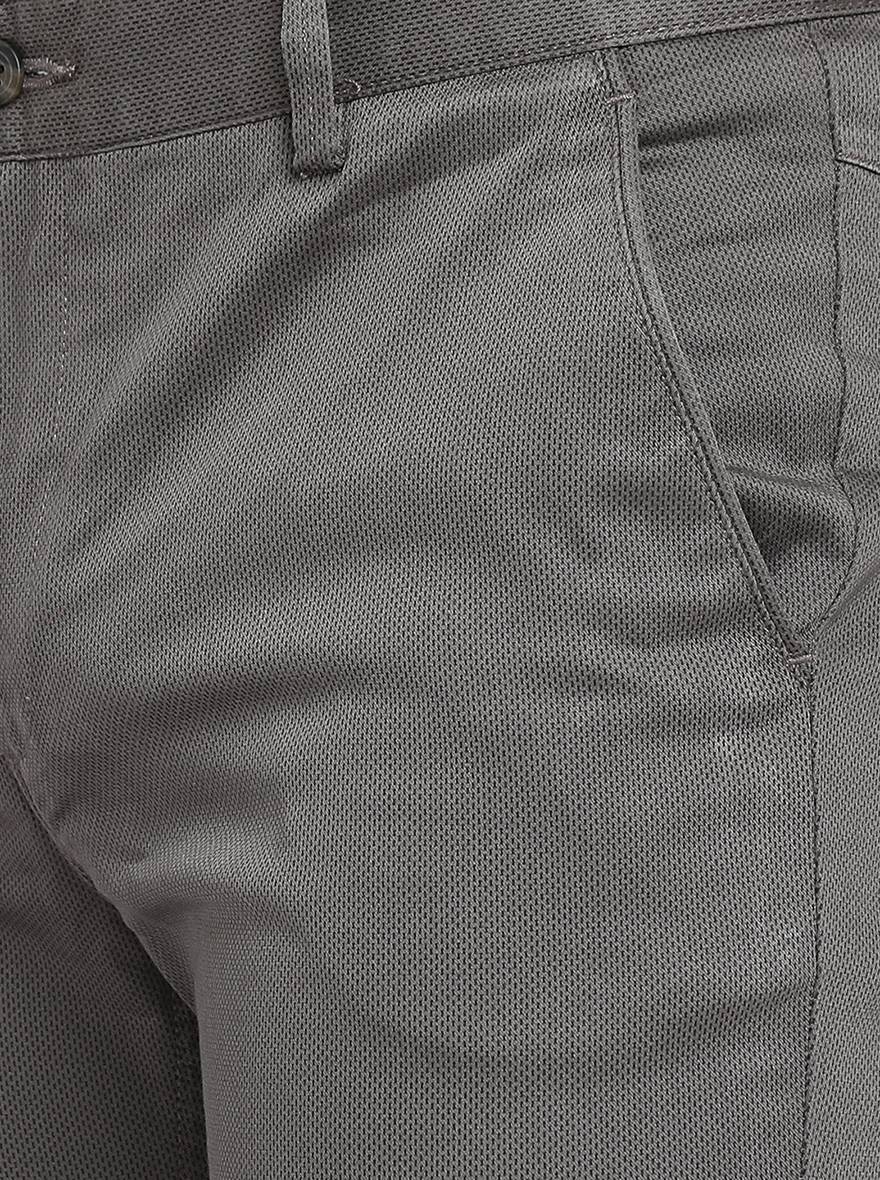 Grey Solid Slim Fit Casual Trouser | Greenfibre