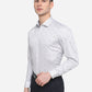 Light Grey Printed Slim Fit Formal Shirt | Greenfibre