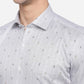 Light Grey Printed Slim Fit Formal Shirt | Greenfibre