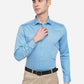 Pacific Blue Printed Slim Fit Formal Shirt | Greenfibre