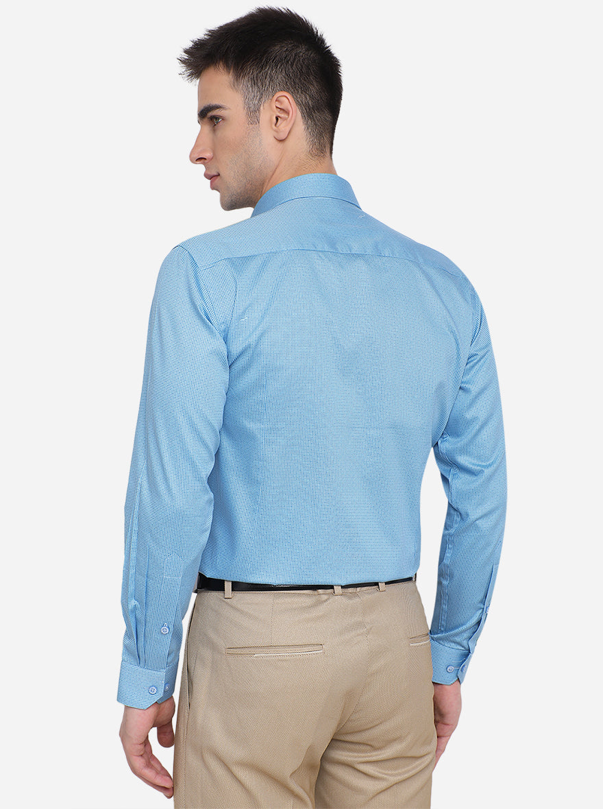 Pacific Blue Printed Slim Fit Formal Shirt | Greenfibre