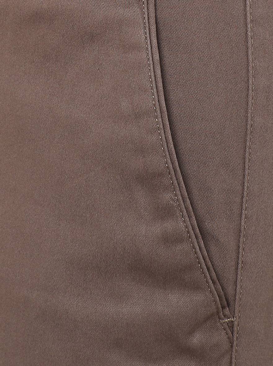 Brown Solid Super Slim Fit Casual Trouser | Greenfibre