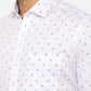 White & Blue Printed Slim Fit Formal Shirt | Greenfibre