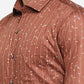 Brown Printed Slim Fit Formal Shirt | Greenfibre