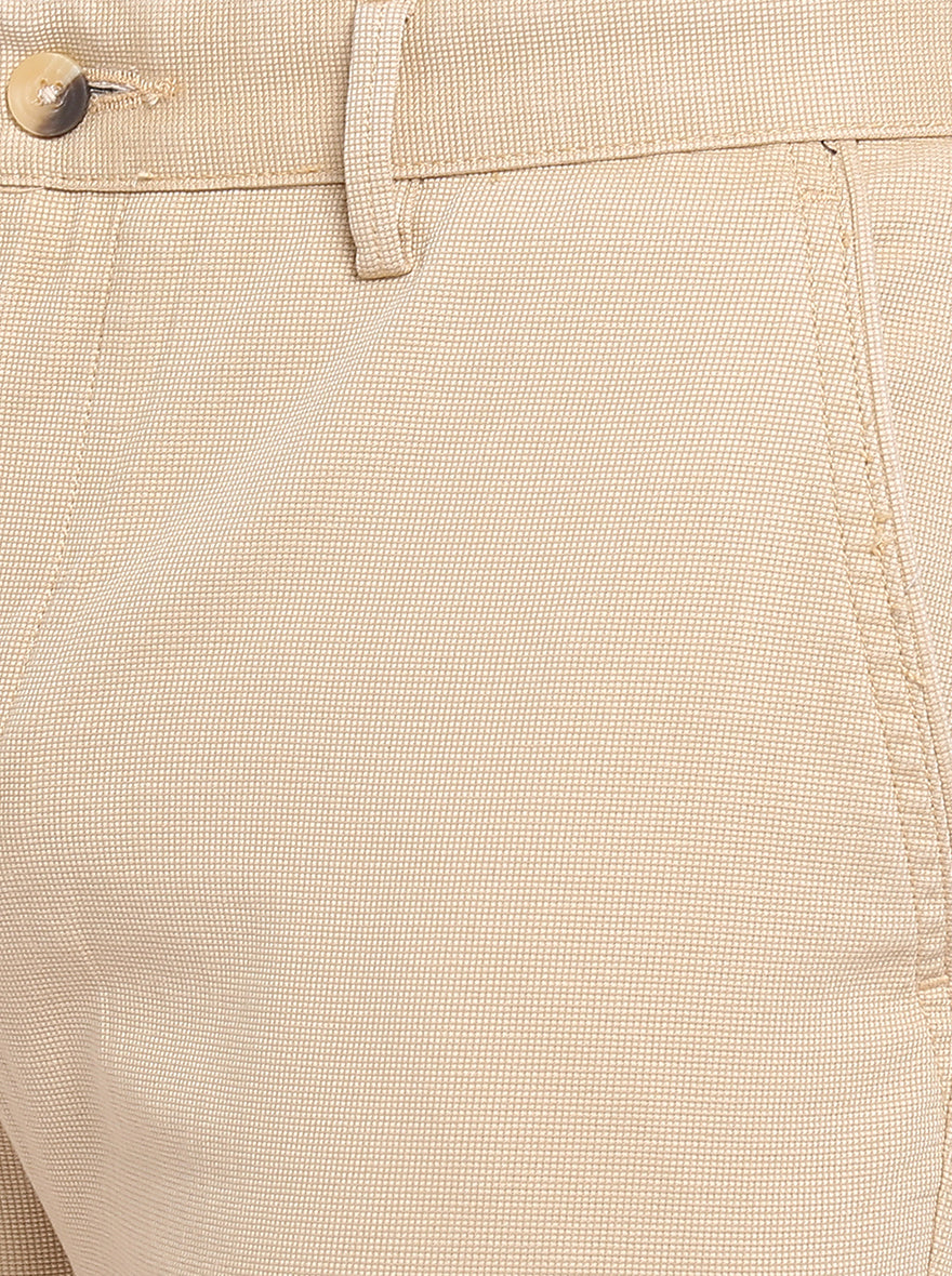 Light Khaki Solid Super Slim Fit Casual Trouser | Greenfibre